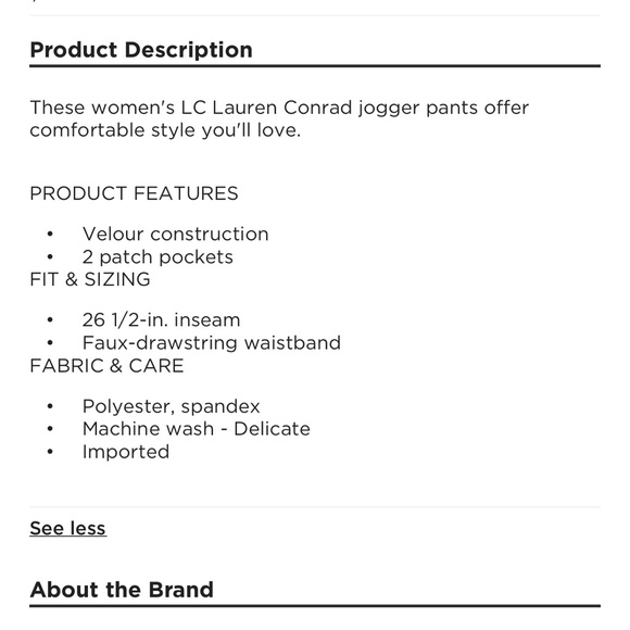 LC Lauren Conrad velour jogger - Picture 14 of 14